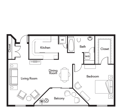 Manor 1BR Floor Plan