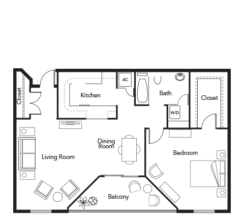 Manor 1BR Floor Plan