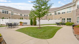 Patio spaces and walking paths